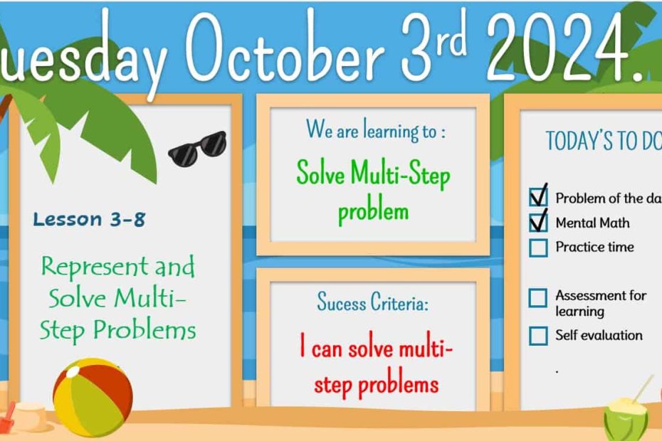 حل درس Represent and Solve Multi-Step Problems الرياضيات المتكاملة الصف الرابع - بوربوينت