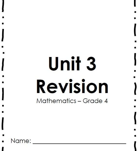 أوراق عمل Unit 3 Revision الرياضيات المتكاملة الصف الرابع