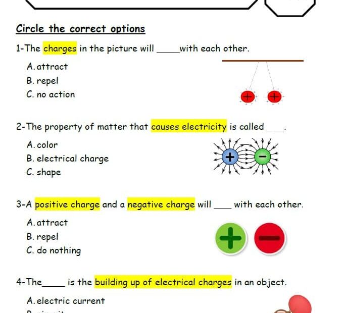 حل مراجعة اختبار التقويم الثاني Electricity and Magnetism العلوم المتكاملة الصف الثاني