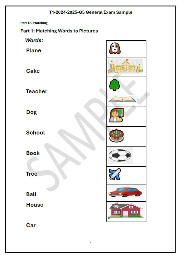 حل تدريبات Exam Sample اللغة الإنجليزية الصف الخامس أكسس