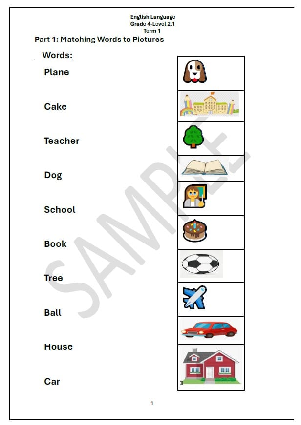 حل تدريبات للامتحان اللغة الإنجليزية الصف الرابع أكسس