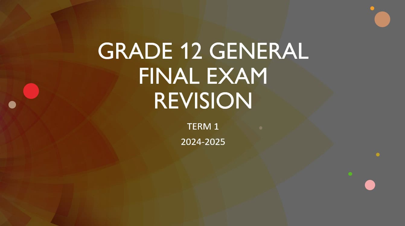 مراجعة FINAL EXAM REVISION اللغة الإنجليزية الصف الثاني عشر عام - بوربوينت 