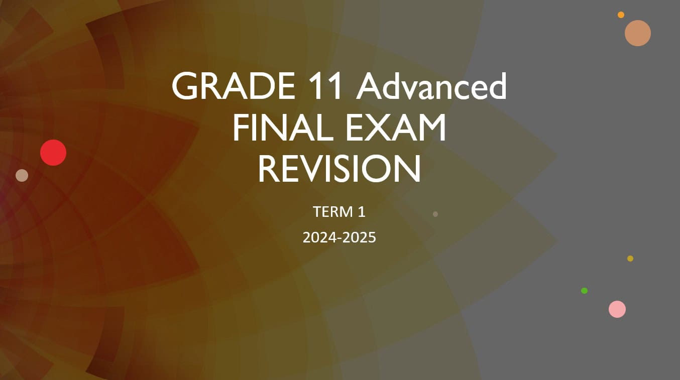 مراجعة FINAL EXAM REVISION اللغة الإنجليزية الصف الحادي عشر متقدم - بوربوينت