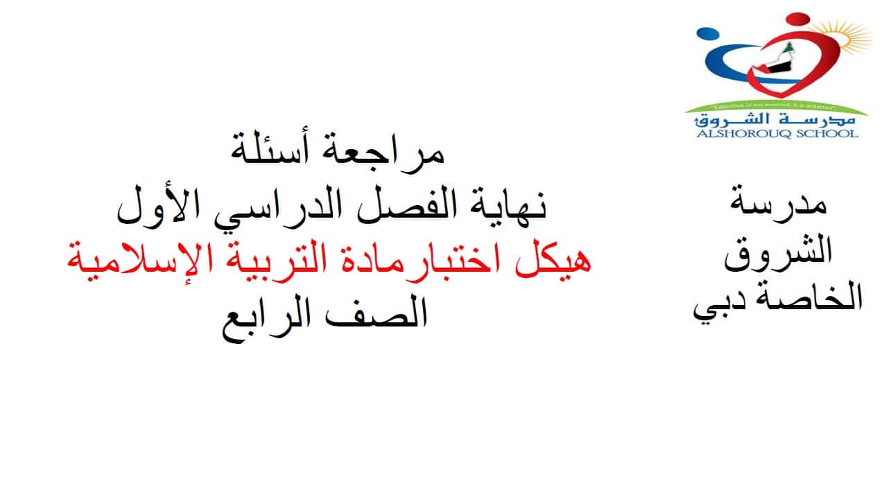 حل مراجعة نهاية الفصل التربية الإسلامية الصف الرابع 