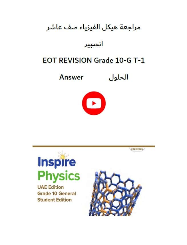 مراجعة عامة للهيكل الوزاري الفيزياء الصف العاشر عام انسبير