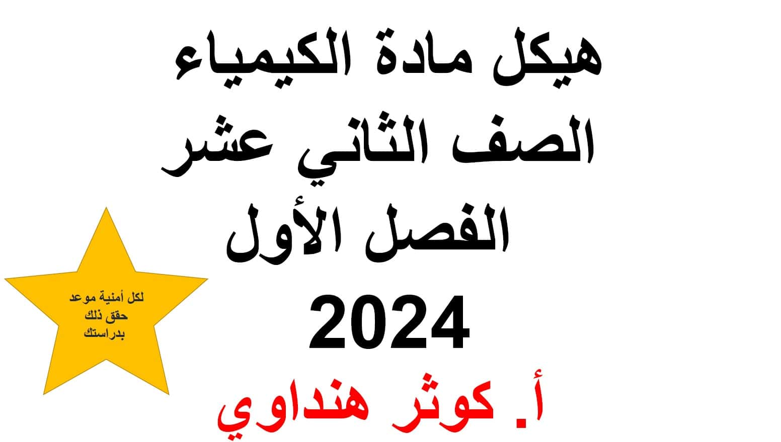 مراجعة صفحات الهيكل الوزاري الكيمياء الصف الثاني عشر 