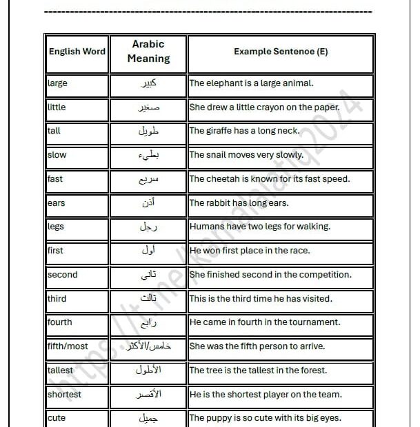 حل أوراق عمل الوحدة السادسة اللغة الإنجليزية الصف الرابع