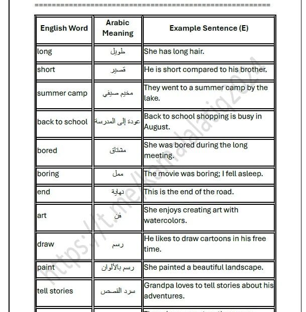 حل أوراق عمل الوحدة السادسة اللغة الإنجليزية الصف الخامس