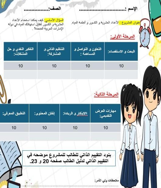 تقييم مشروع الأعداد العشرية والكسور وأنظمة المياه الرياضيات المتكاملة الصف الخامس - بوربوينت