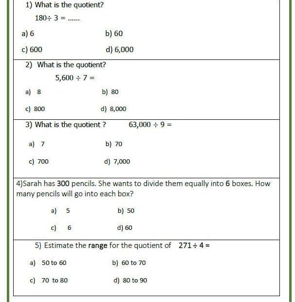 ورقة عمل Performance Task 1 revision الرياضيات المتكاملة الصف الرابع ريفيل