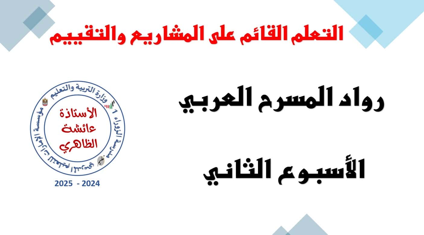 شرح التعلم القائم على المشاريع والتقييم الحصة الثانية اللغة العربية الصف السابع – بوربوينت