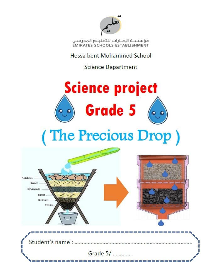 ملف The Precious Drop project العلوم المتكاملة الصف الخامس