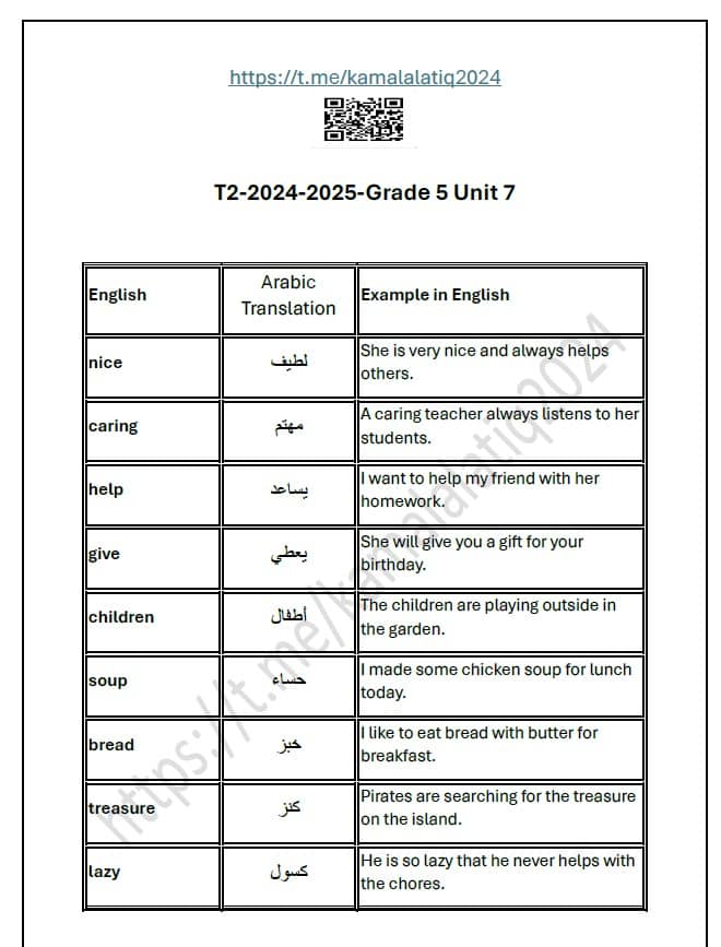 حل أوراق عمل الوحدة السابعة اللغة الإنجليزية الصف الخامس 