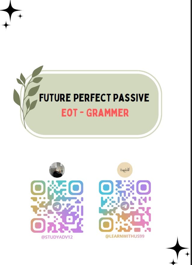 مراجعة عامة Future Perfect Passive اللغة الإنجليزية الصف الثاني عشر