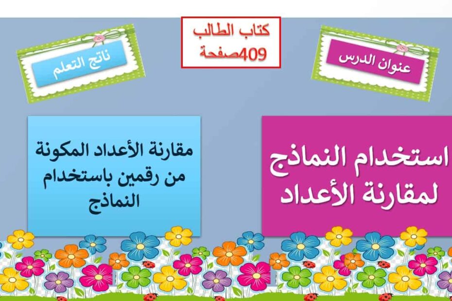 حل درس استخدام النماذج لمقارنة الأعداد الرياضيات المتكاملة الصف الأول - بوربوينت