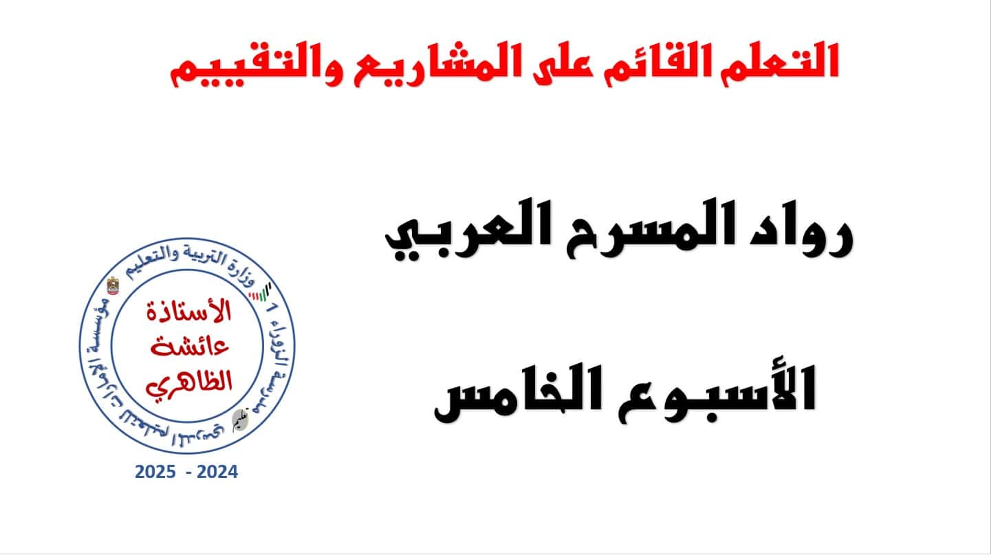 شرح التعلم القائم على المشاريع والتقييم الحصة الخامسة اللغة العربية الصف السابع – بوربوينت