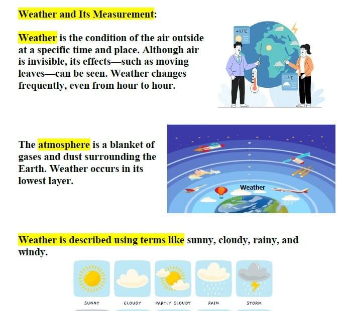 حل أوراق عمل وملخص Weather pattern العلوم المتكاملة الصف الثالث انسبير