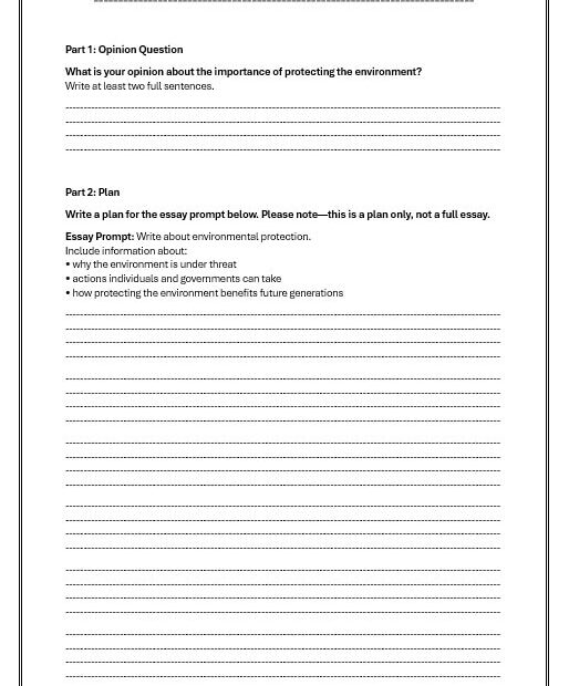 ورقة عمل Writing sample اللغة الإنجليزية الصف الحادي عشر متقدم والثاني عشر عام