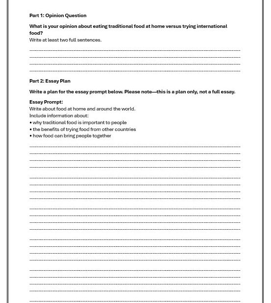ورقة عمل Writing sample اللغة الإنجليزية الصف التاسع متقدم والعاشر عام