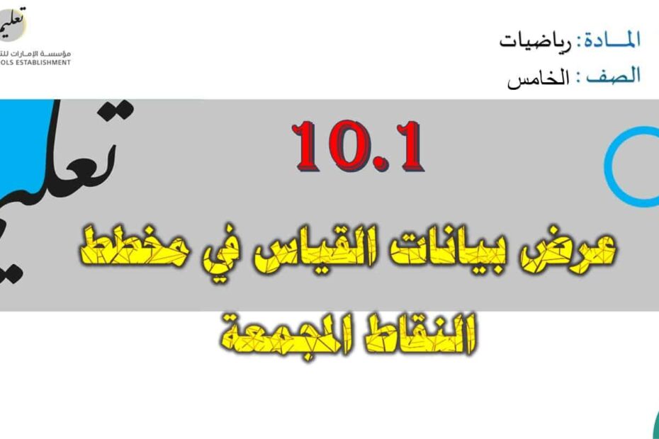 حل درس عرض بيانات القياس في مخطط النقاط المجمعة الرياضيات المتكاملة الصف الخامس - بوربوينت
