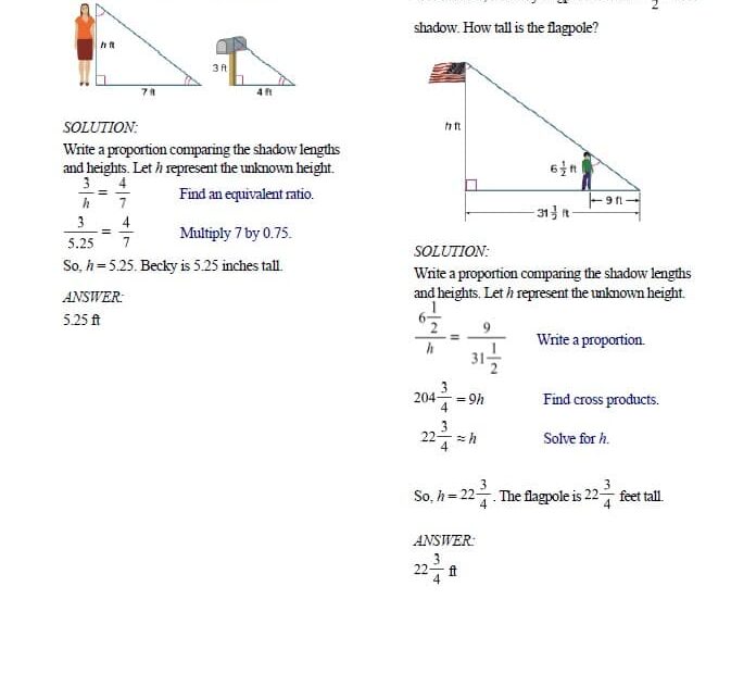 حل أوراق عمل Indirect Measurement الرياضيات المتكاملة الصف الثامن