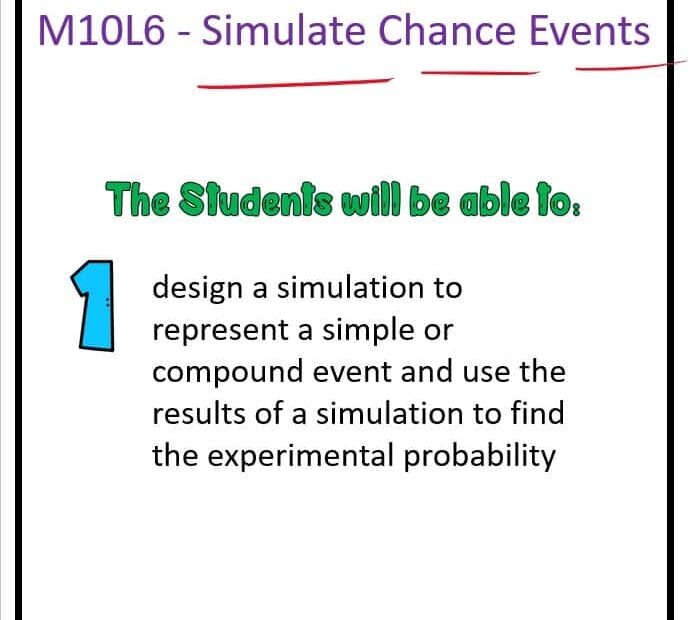 حل درس Simulate Chance Events الرياضيات المتكاملة الصف السابع - بوربوينت