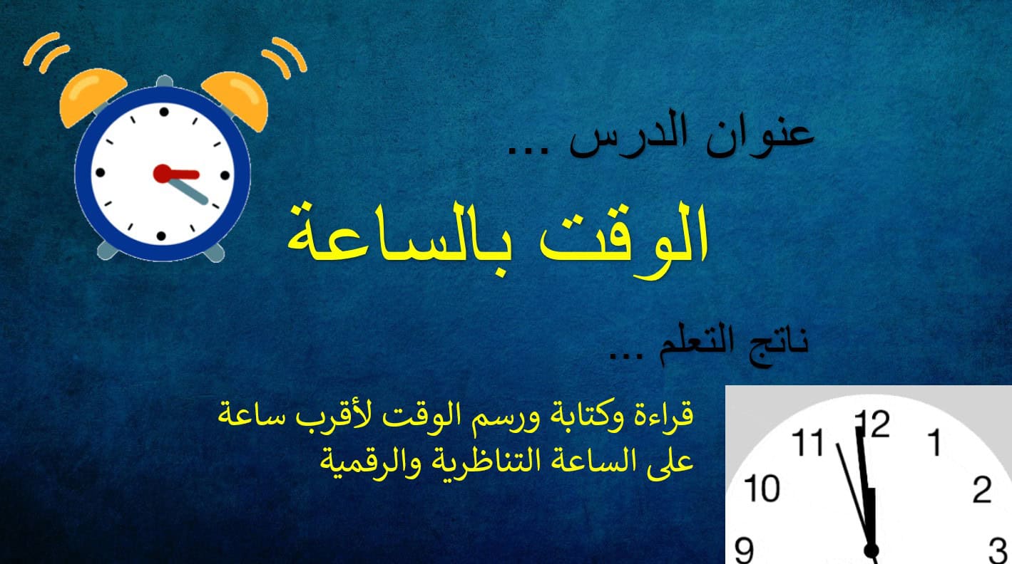 حل درس الوقت بالساعة الرياضيات المتكاملة الصف الثاني - بوربوينت 