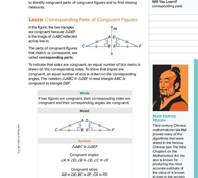 حل درس Congruence and Corresponding Parts الرياضيات المتكاملة الصف الثامن
