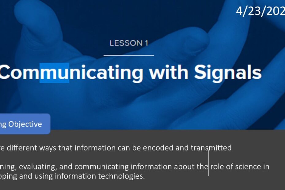 حل درس Communicating with signals العلوم المتكاملة الصف الثامن - بوربوينت