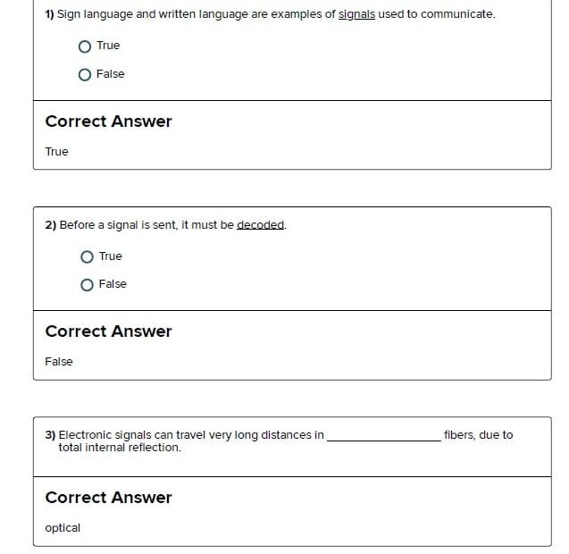 حل أوراق عمل Communicating With Signals العلوم المتكاملة الصف الثامن