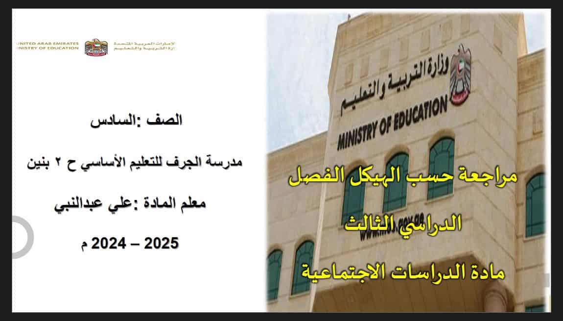 مراجعة حسب الهيكل الدراسات الإجتماعية والتربية الوطنية الصف السادس 