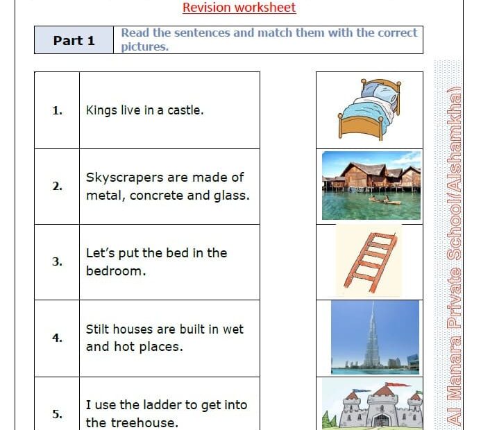 مراجعة عامة Revision worksheet اللغة الإنجليزية الصف الثالث