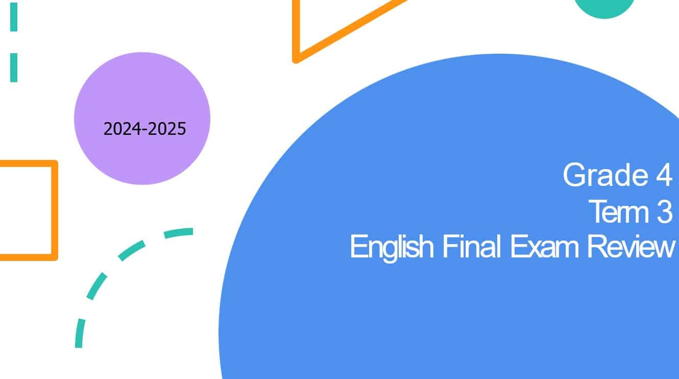 مراجعة Final Exam Review اللغة الإنجليزية الصف الرابع - بوربوينت 