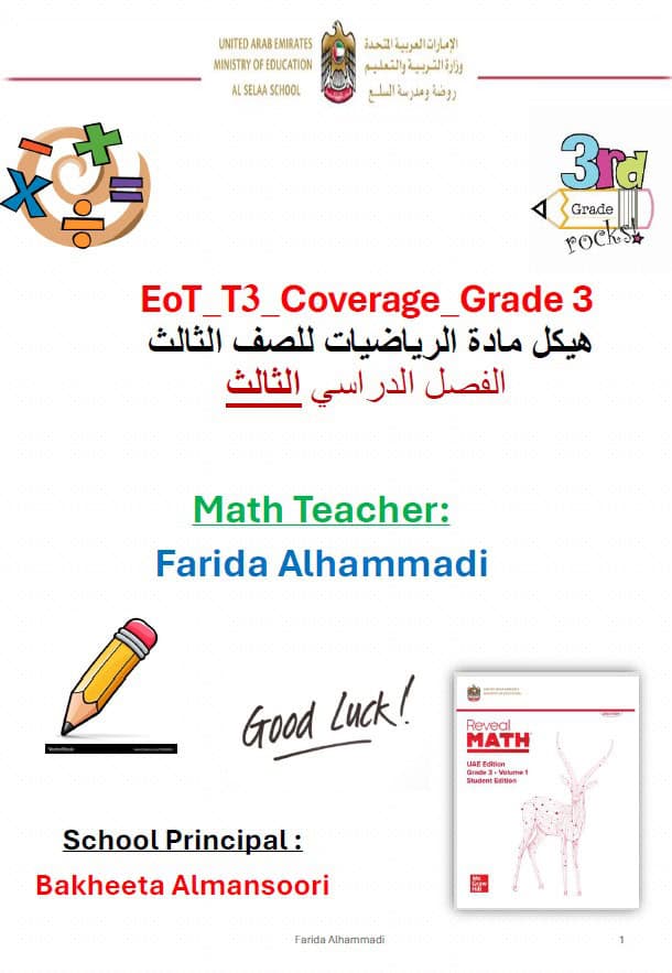 تجميع صفحات الهيكل الوزاري الرياضيات المتكاملة الصف الثالث ريفيل 