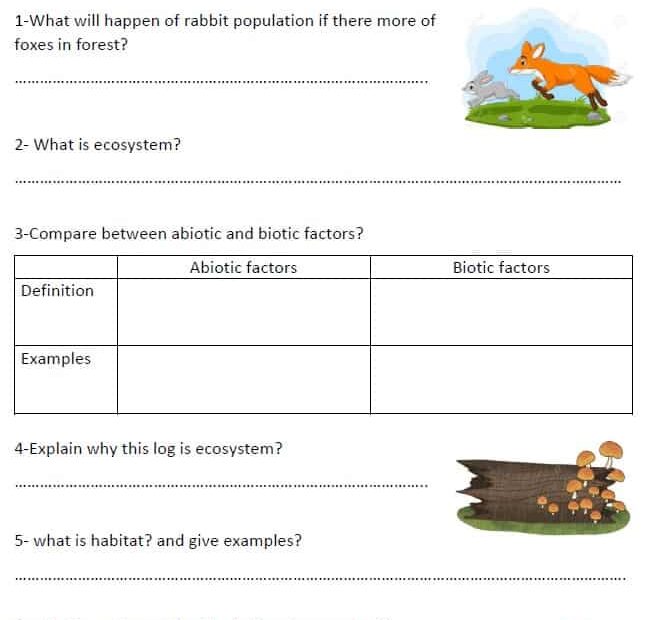حل ورقة عمل interaction of living things العلوم المتكاملة الصف الخامس