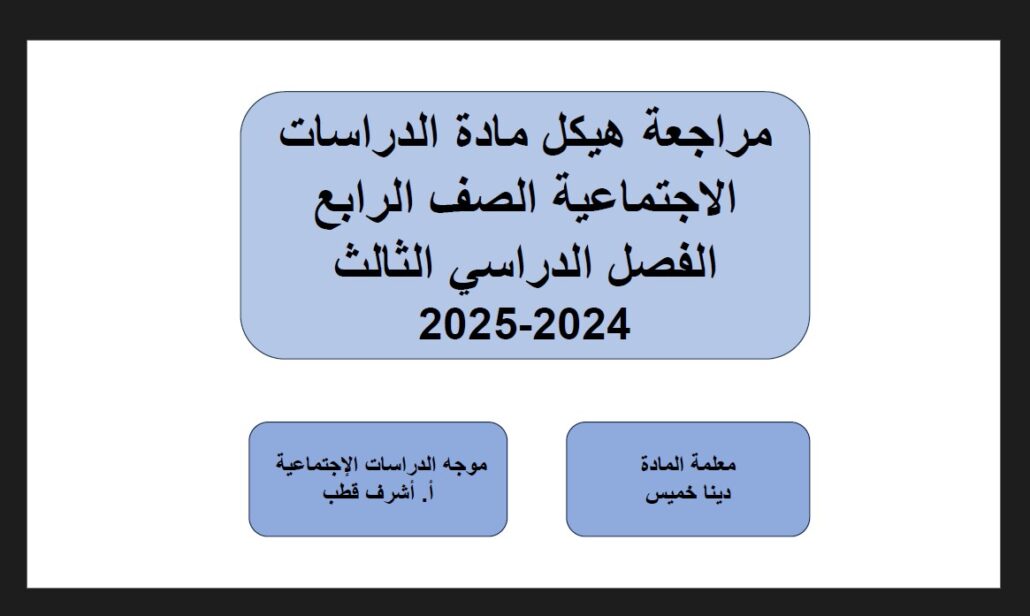مراجعة هيكل وزاري الدراسات الإجتماعية والتربية الوطنية الصف الرابع