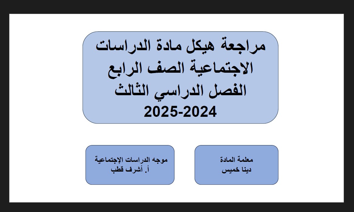 مراجعة هيكل وزاري الدراسات الإجتماعية والتربية الوطنية الصف الرابع