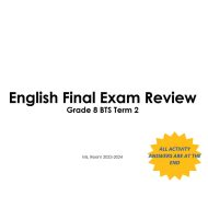 مراجعة Final Exam Review اللغة الإنجليزية الصف الثامن - بوربوينت