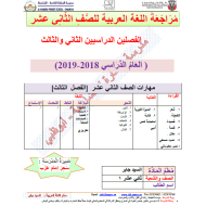 اللغة العربية أوراق عمل (مراجعة) للصف الثاني عشر