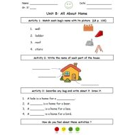 ورقة عمل Unit 8 All About Home اللغة الإنجليزية الصف الثالث