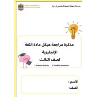 حل مذكرة مراجعة هيكل اللغة الإنجليزية الصف الثالث