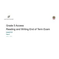 مواصفات Reading and Writing اللغة الإنجليزية الصف الخامس Access - بوربوينت الفصل الدراسي الثاني 2023-2024