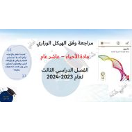 مراحعة وفق الهيكل الوزاري الأحياء الصف العاشر عام