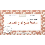 مراجعة جميع أنواع النصوص اللغة العربية الصف السابع - بوربوينت