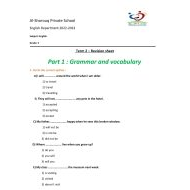 حل أوراق عمل Revision sheet اللغة الإنجليزية الصف الخامس