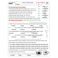 أوراق عمل Role of Animal’s Eyes العلوم المتكاملة الصف الرابع