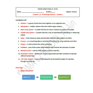 العلوم المتكاملة أوراق عمل (Chapter 2.4: Technology Systems) بالإنجليزي للصف السادس مع الإجابات