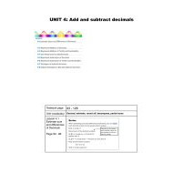 أوراق عمل UNIT 4 Add and subtract decimals الرياضيات المتكاملة الصف الخامس