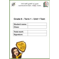 امتحان Unit 1 Test اللغة الإنجليزية الصف السادس - بوربوينت