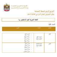 اللغة العربية التوزيع الزمني للخطة الفصلية الفصل الثاني لغير الناطقين بها لجميع المراحل